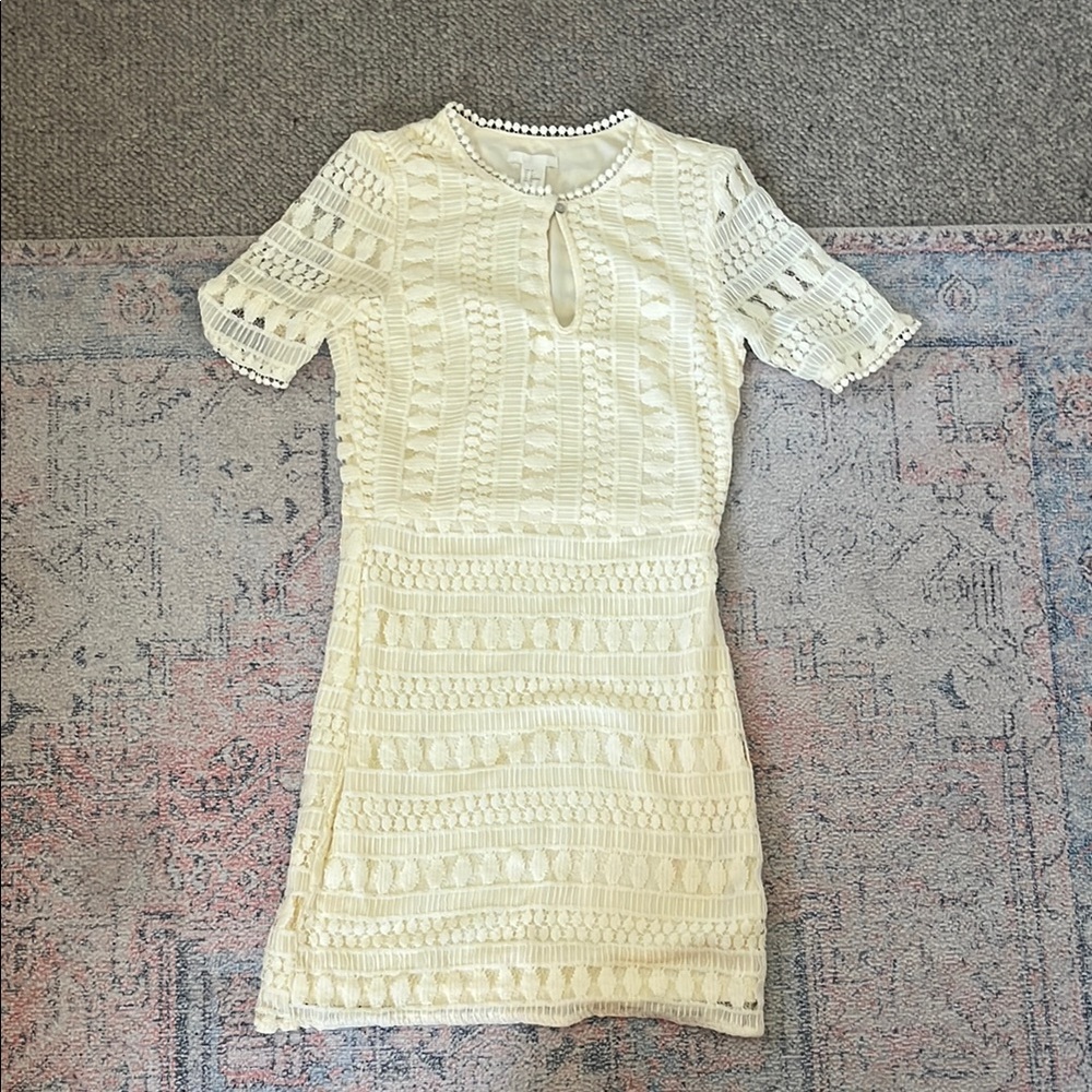 H&M Cream Ribbed Sheath Mini Dress